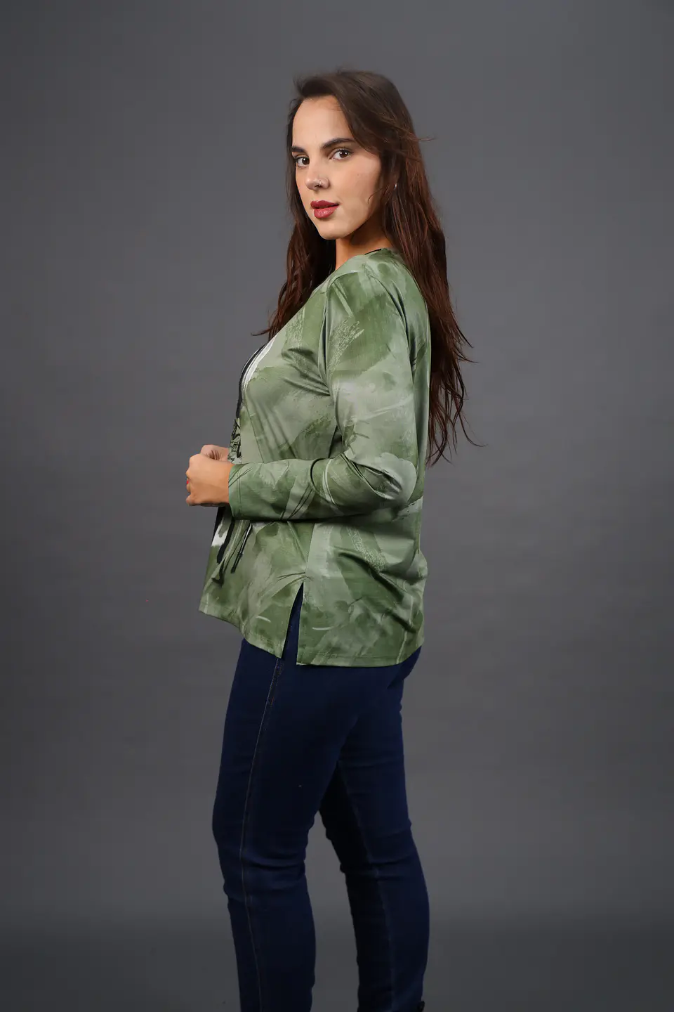 Polera (Mu) C/P M/L Est Aplic Strass Give W56430 Verde 2