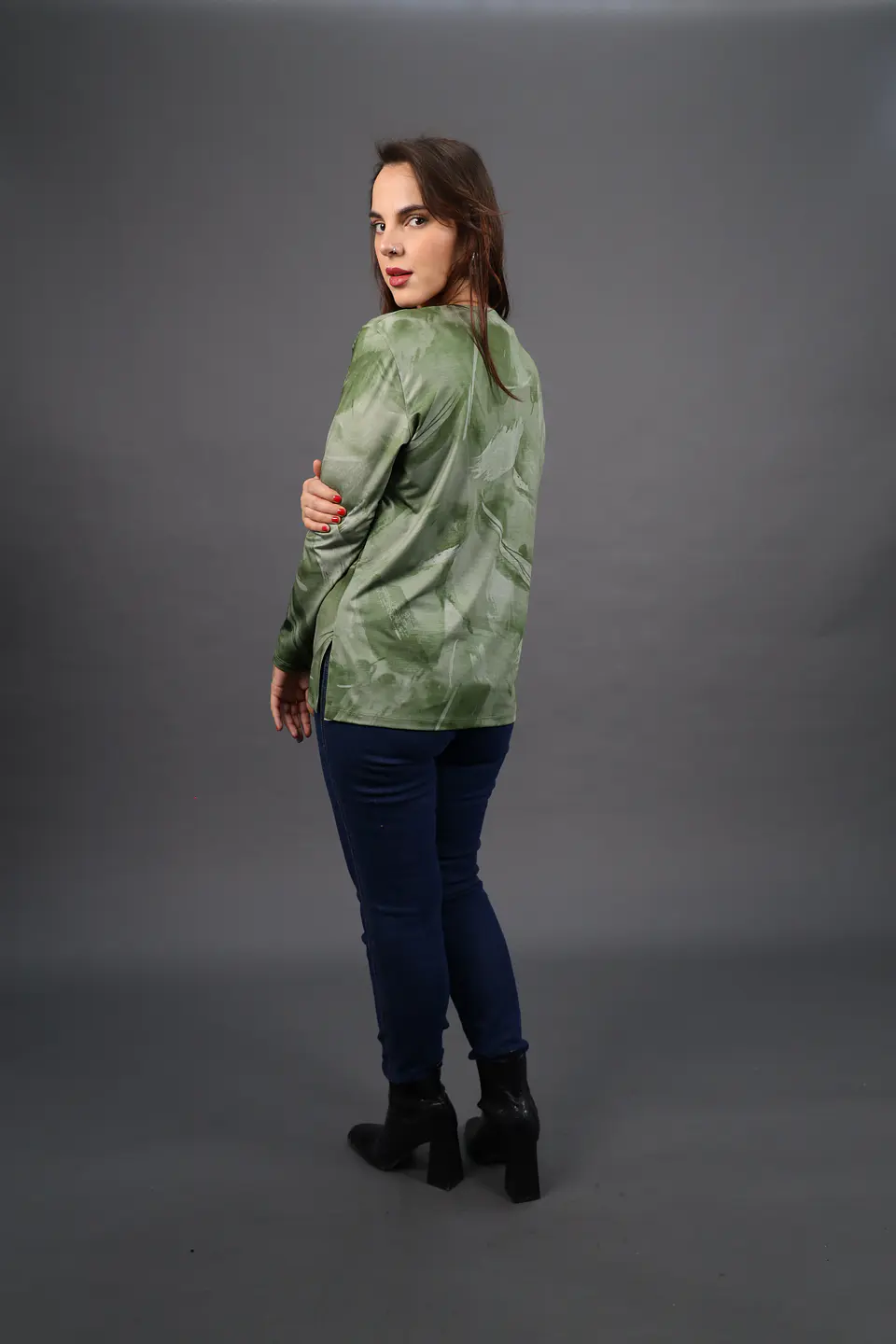 Polera (Mu) C/P M/L Est Aplic Strass Give W56430 Verde 4