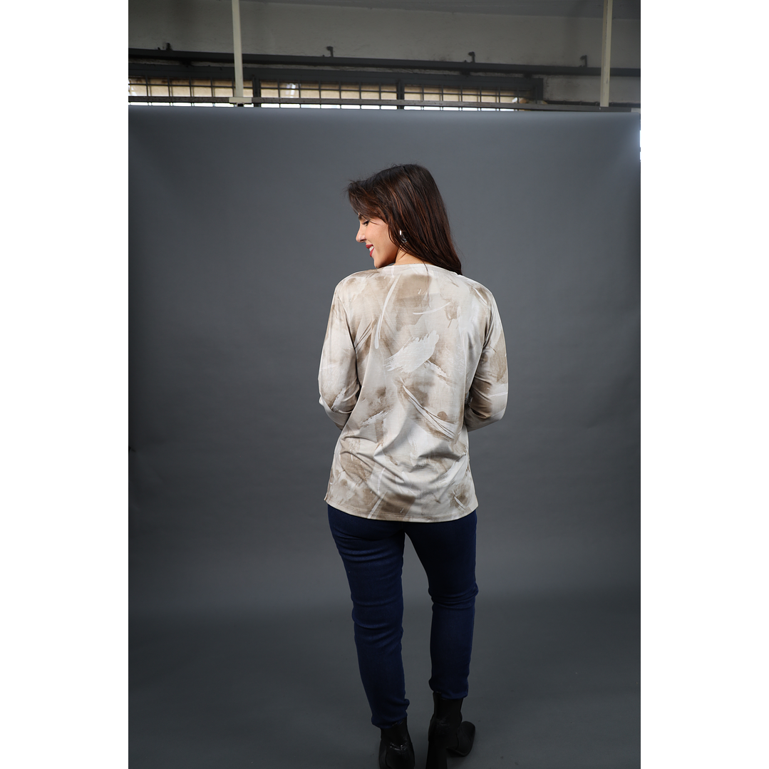 POLERA (MU) C/P M/L EST APLIC STRASS GIVE W56430 BEIGE 4