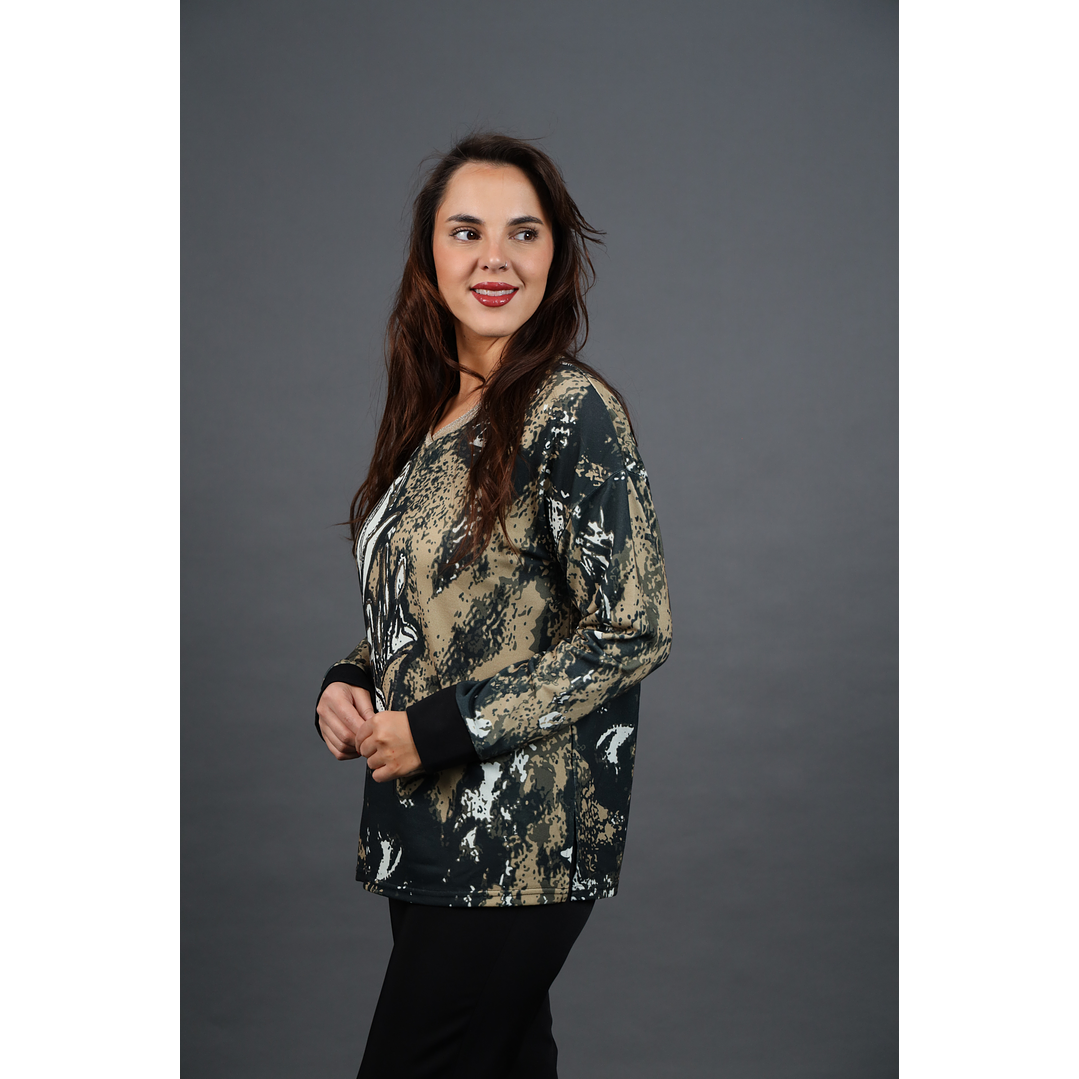 POLERA (MU) C/V M/L EST APLIC LUREX GIVE W56412 CAMEL 2