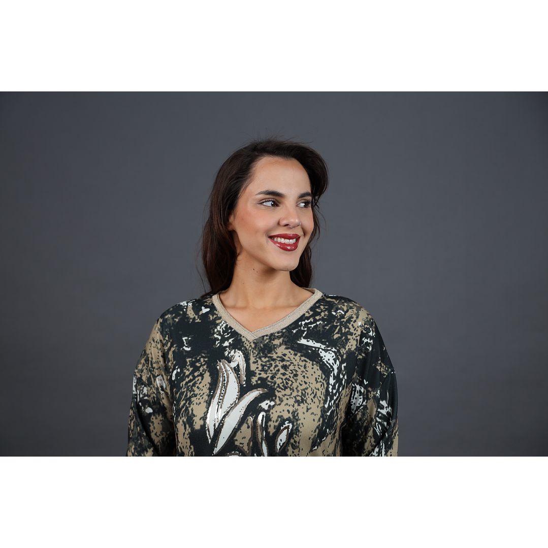 POLERA (MU) C/V M/L EST APLIC LUREX GIVE W56412 CAMEL 4