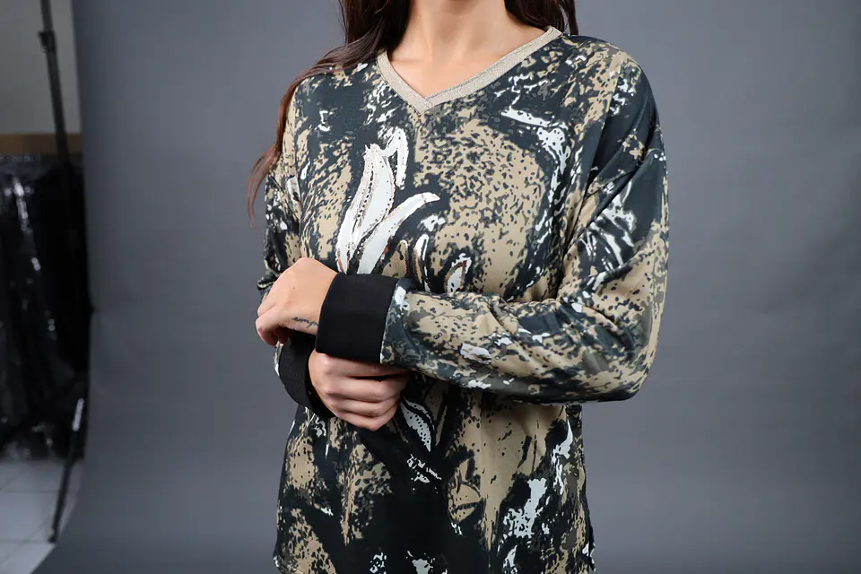 Polera (Mu) C/V M/L Est Aplic Lurex Give W56412 Camel 4