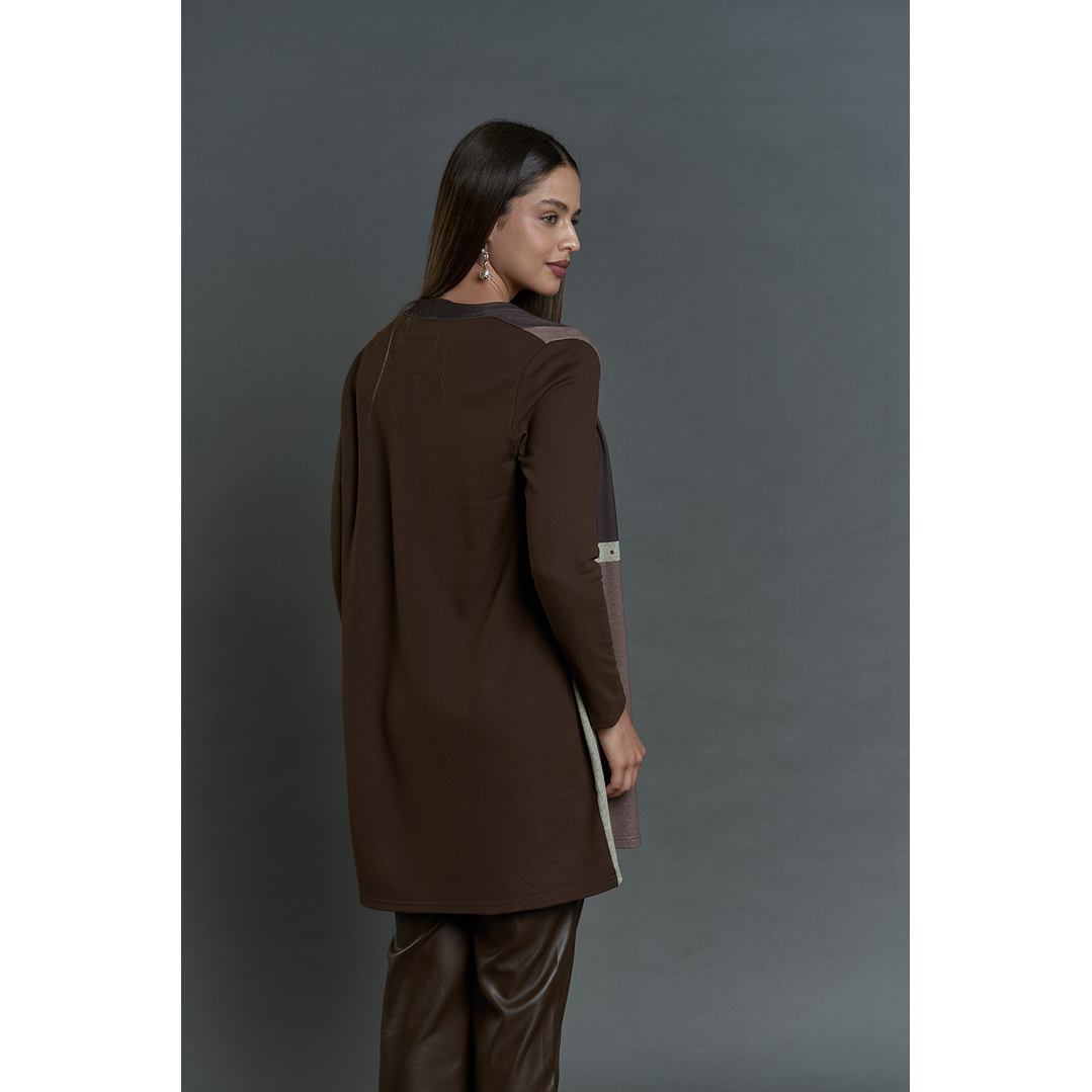 TAPADO (MU) M/L BICOLOR LARGO APLIC TACHAS GIVE T46400 CAFE 2