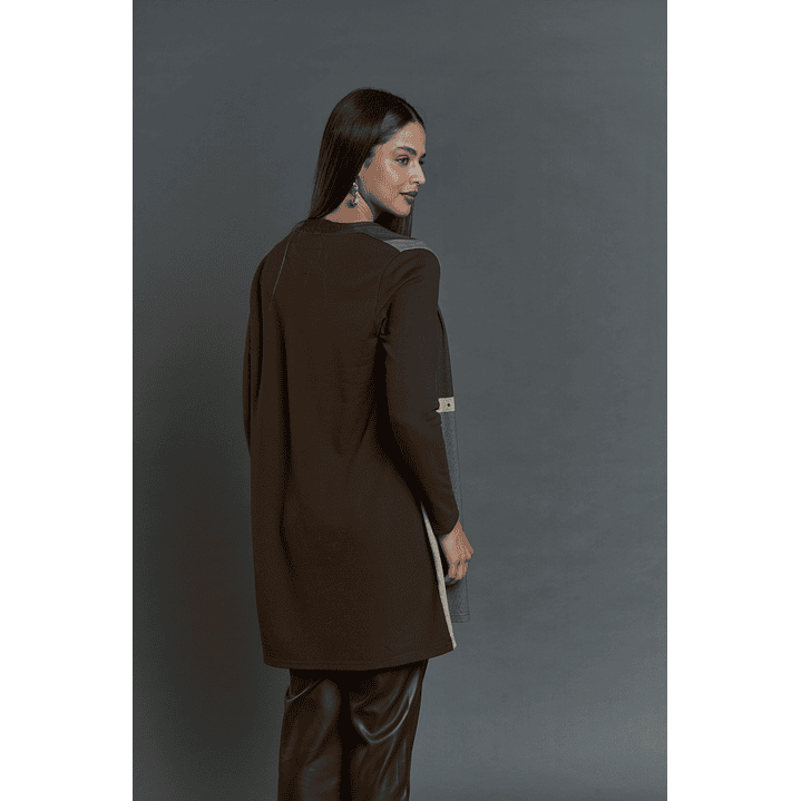 TAPADO (MU) M/L BICOLOR LARGO APLIC TACHAS GIVE T46400 CAFE 2