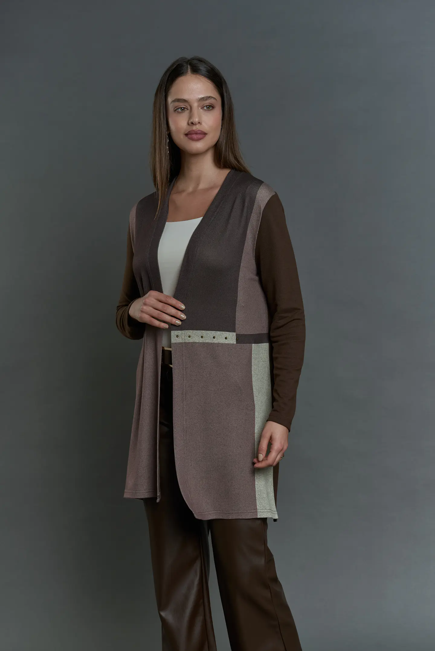 Tapado (Mu) M/L Bicolor Largo Aplic Tachas Give T46400 Cafe 6