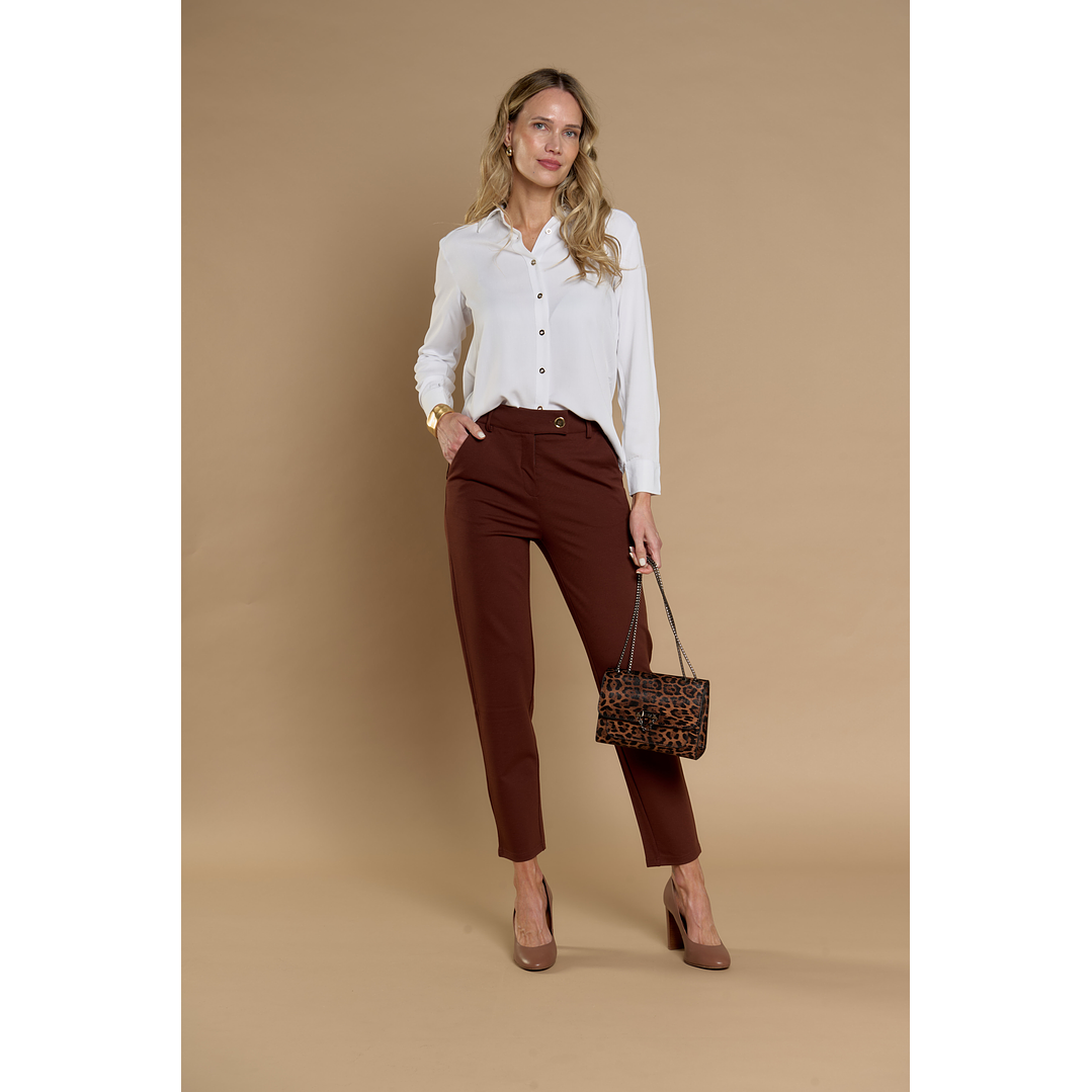 PANTALON (MU) VESTIR SLIM GADWICK (CROP) GIVE P66403 CAFE 1