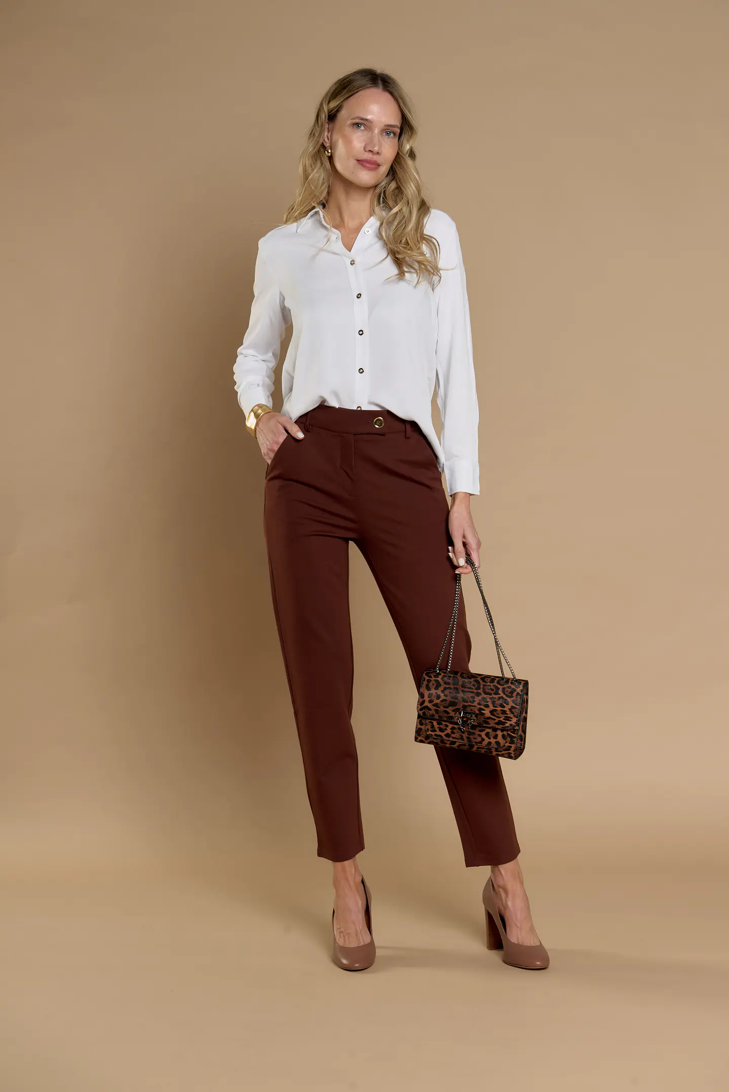 Pantalon (Mu) Vestir Slim Gadwick (Crop) Give P66403 Cafe 1