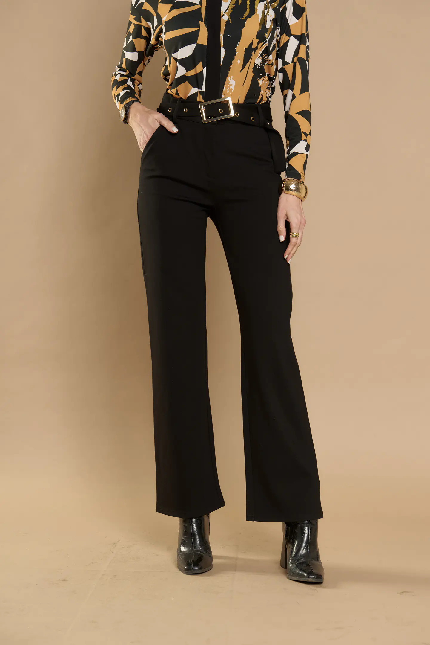 Pantalon (Mu) Vestir Recto C/Cint Gadwick Give P66401 Negro 3