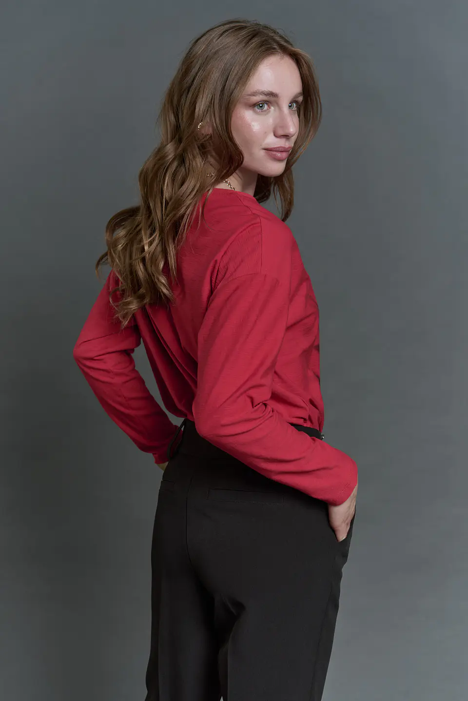 Polera (Mu) C/P M/L Melange Est Aplic Strass Give L56433 Rojo 4