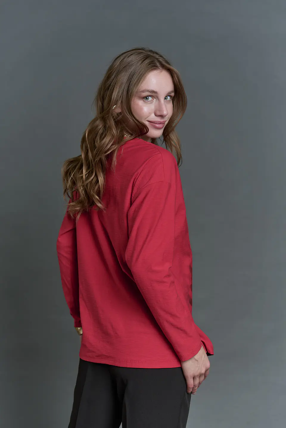 Polera (Mu) C/P M/L Melange Est Aplic Strass Give L56433 Rojo 6