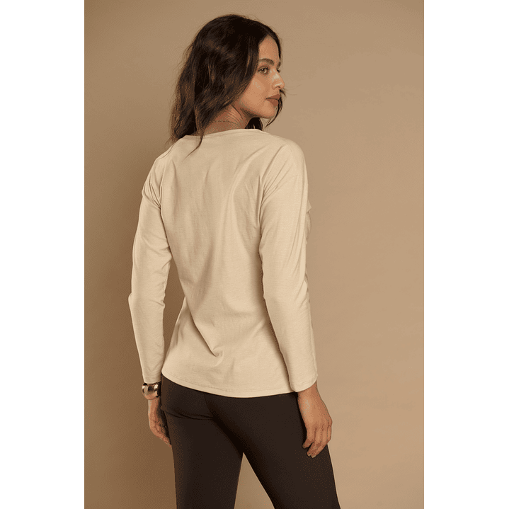 POLERA (MU) C/P M/L MELANGE EST APLIC STRASS GIVE L56433 BEIGE 2