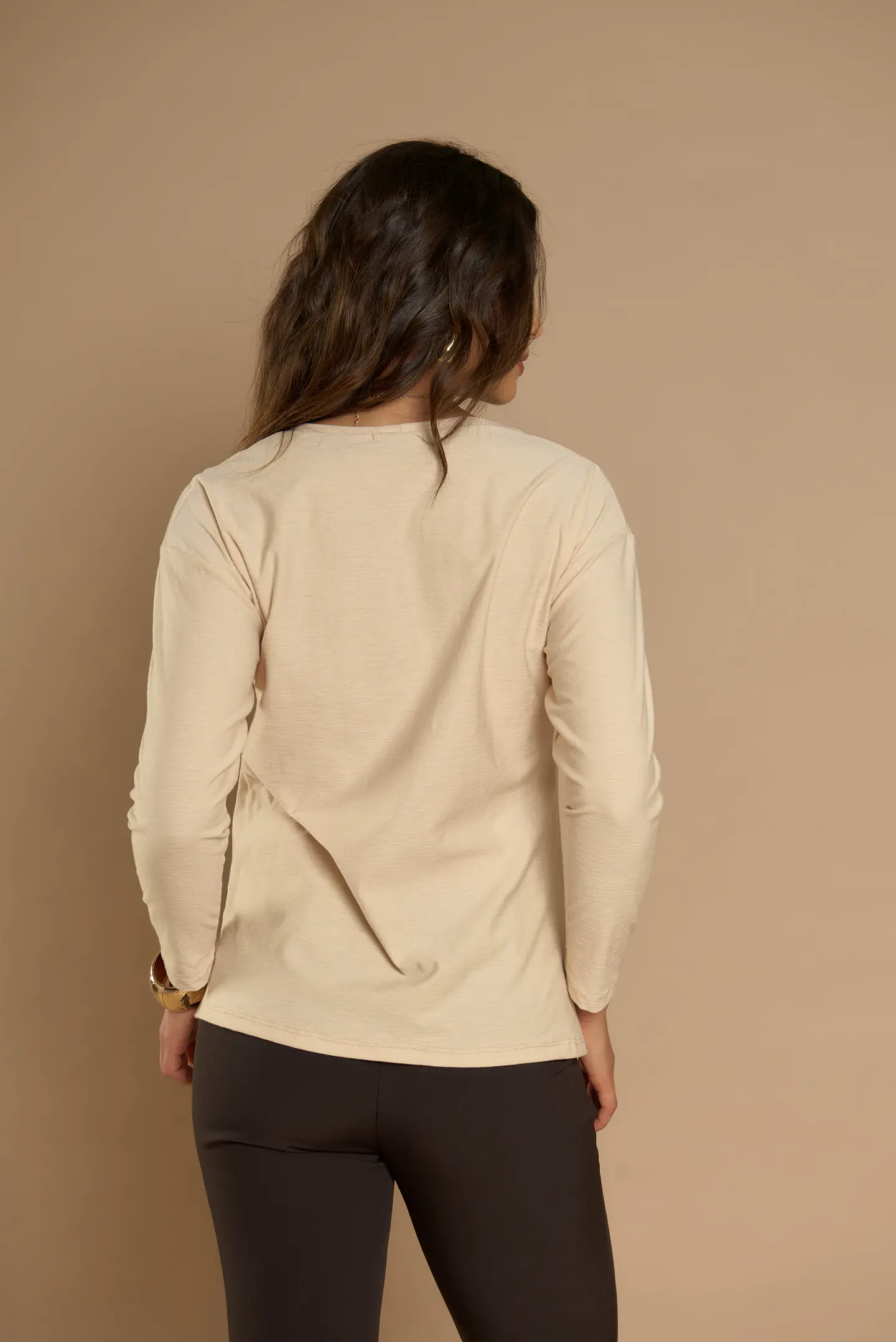 Polera (Mu) C/P M/L Melange Est Aplic Strass Give L56433 Beige 5