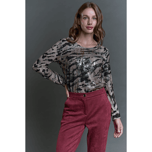 POLERA (MU) C/P M/L EST FOLIA GIVE E56400 BEIGE