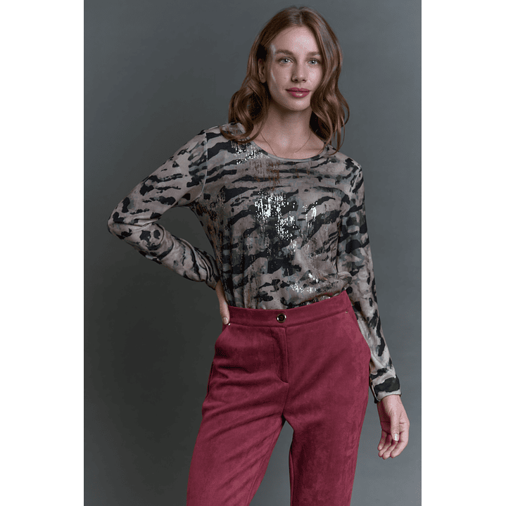 POLERA (MU) C/P M/L EST FOLIA GIVE E56400 BEIGE 1