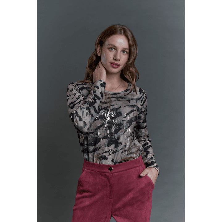 POLERA (MU) C/P M/L EST FOLIA GIVE E56400 BEIGE 2