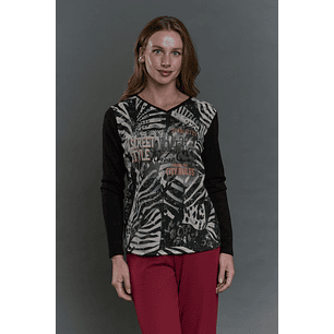 POLERA (MU) C/V M/L EST GIVE E55493 NEGRO