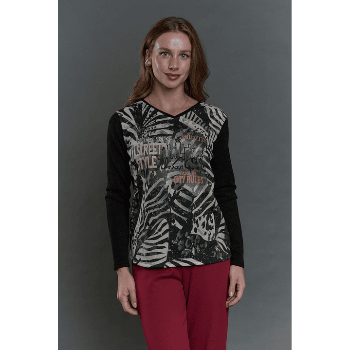 POLERA (MU) C/V M/L EST GIVE E55493 NEGRO 1