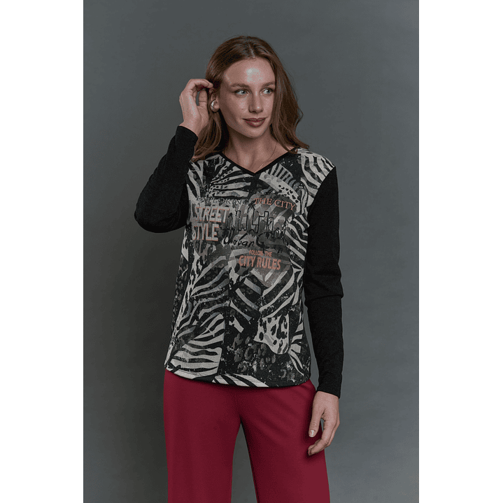 POLERA (MU) C/V M/L EST GIVE E55493 NEGRO 2