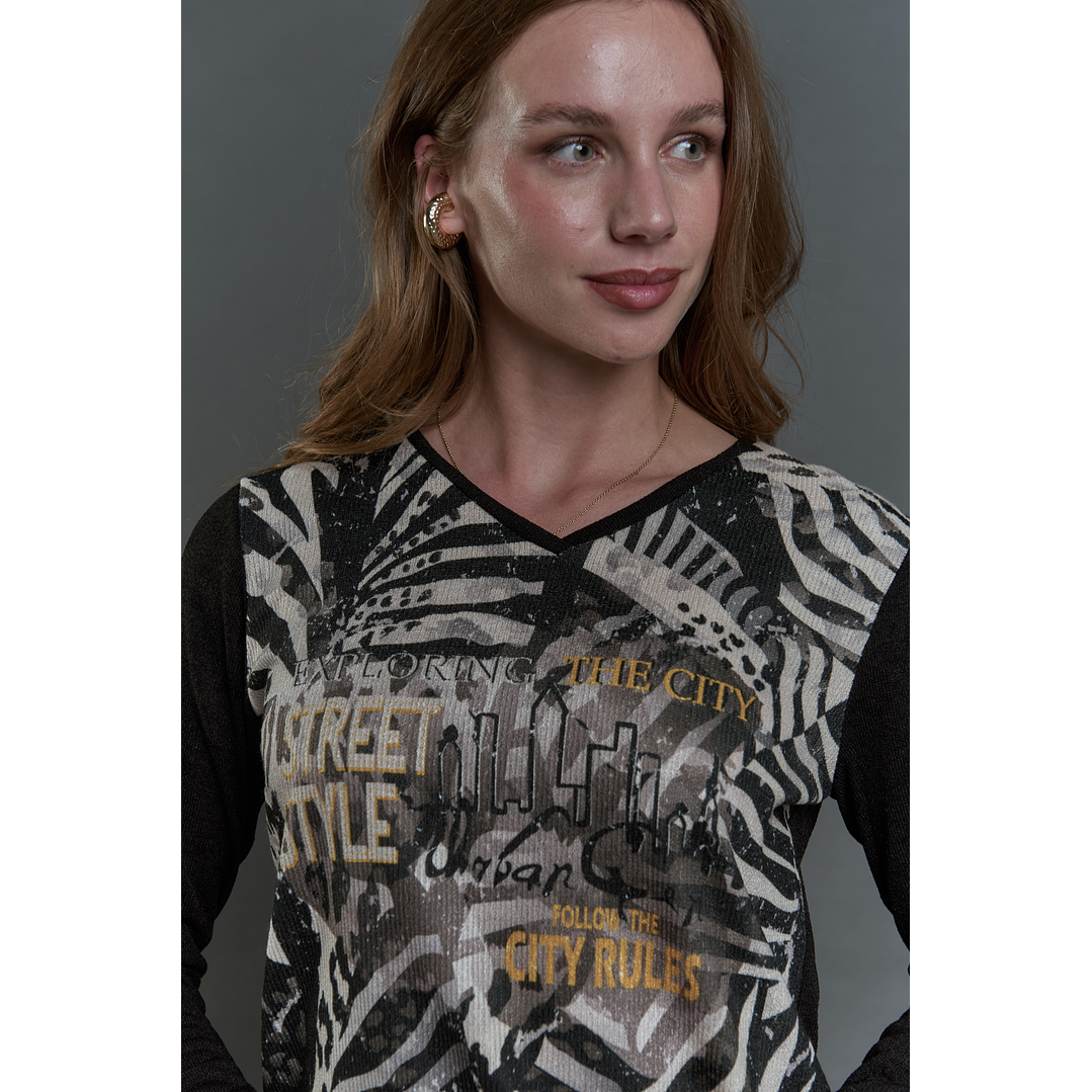 POLERA (MU) C/V M/L EST GIVE E55493 NEGRO 4