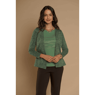 CHALECO (MU) M/L MELANGE C/POLERA GIVE A56419 VERDE