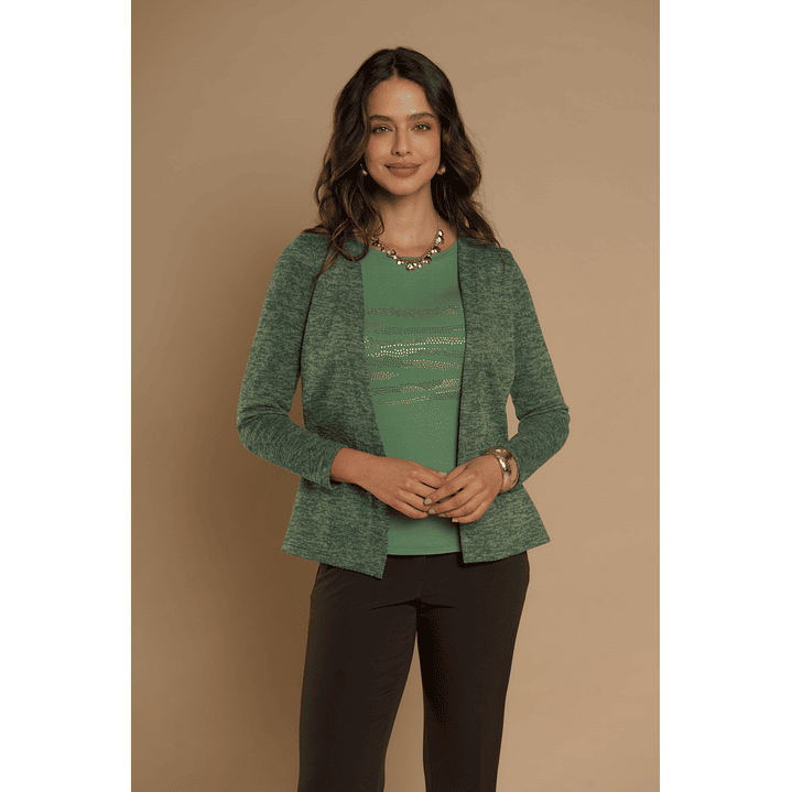 CHALECO (MU) M/L MELANGE C/POLERA GIVE A56419 VERDE 1