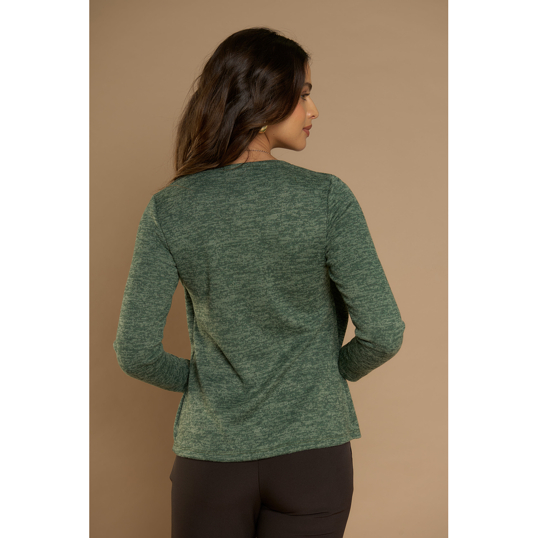 CHALECO (MU) M/L MELANGE C/POLERA GIVE A56419 VERDE 2