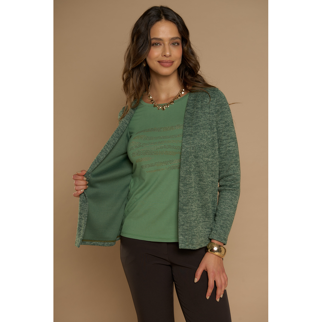 CHALECO (MU) M/L MELANGE C/POLERA GIVE A56419 VERDE 3