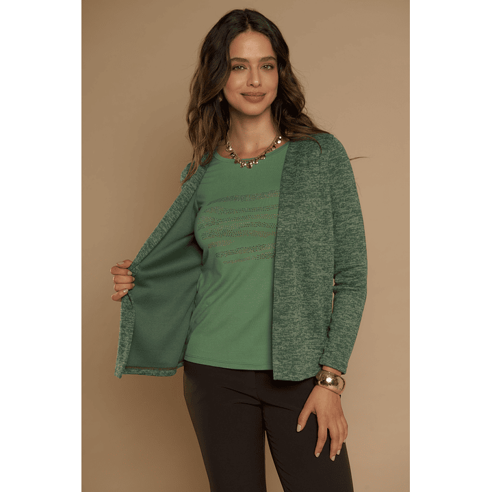 CHALECO (MU) M/L MELANGE C/POLERA GIVE A56419 VERDE 3