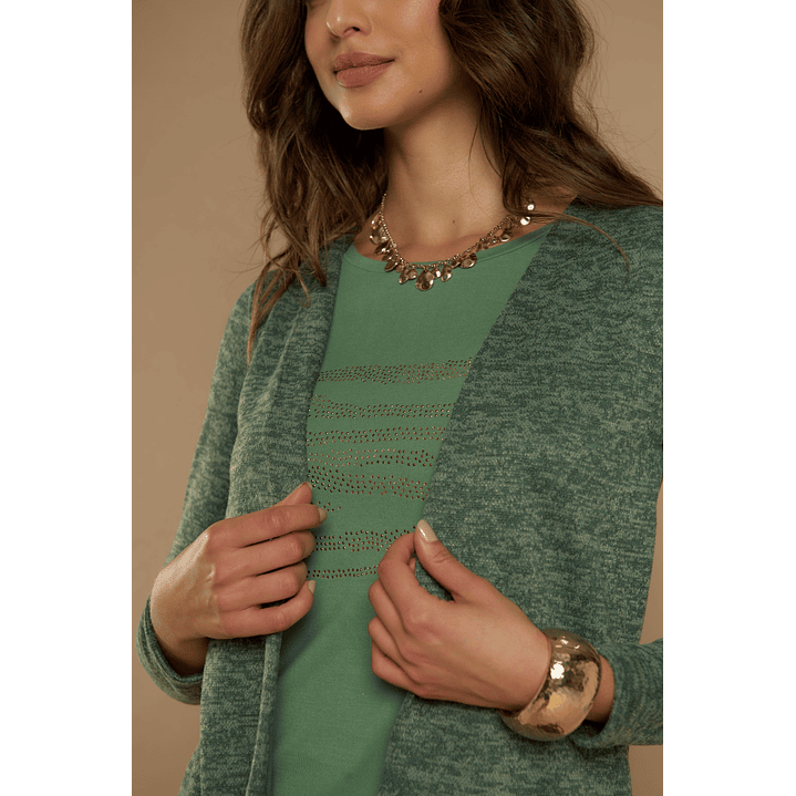 CHALECO (MU) M/L MELANGE C/POLERA GIVE A56419 VERDE 5