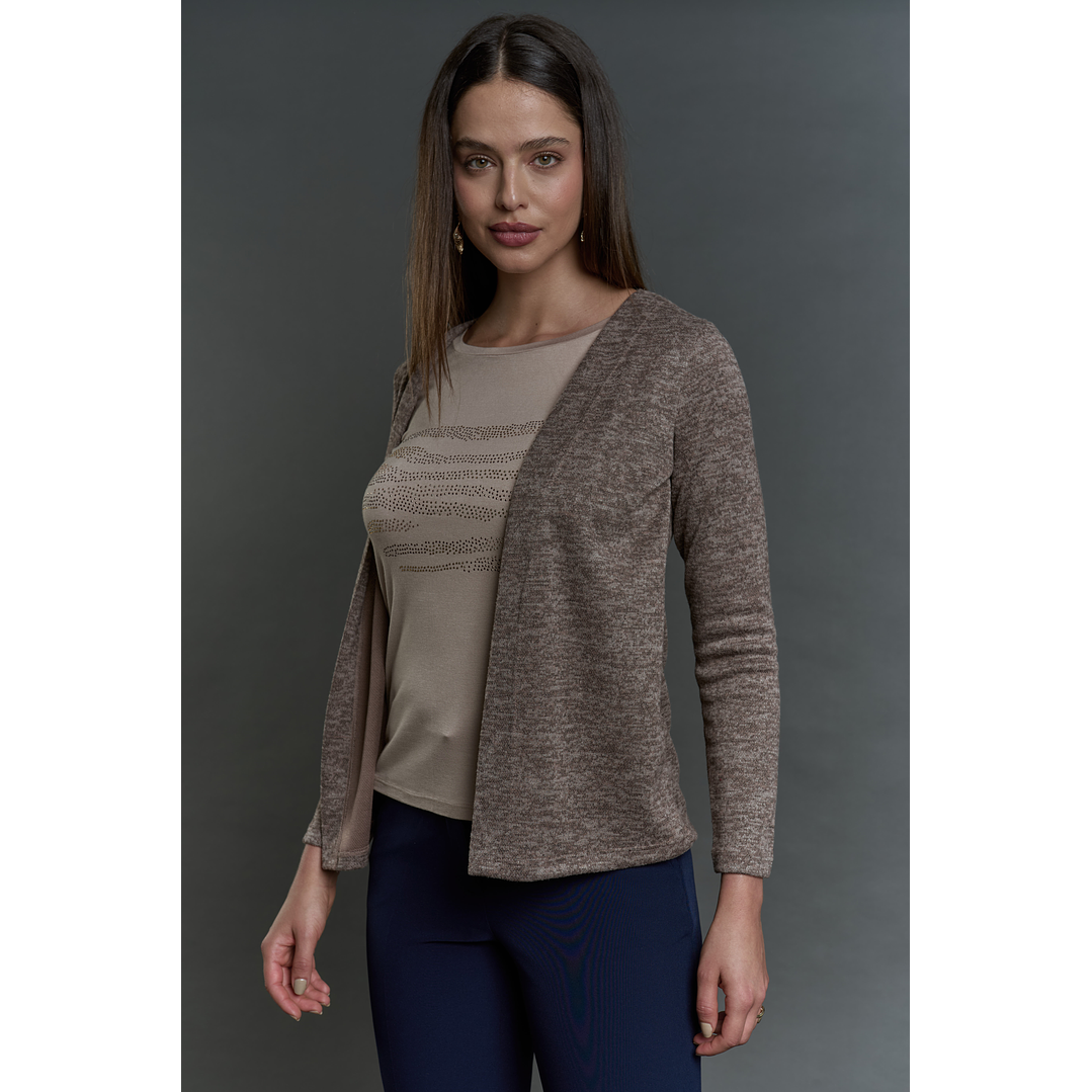 CHALECO (MU) M/L MELANGE C/POLERA GIVE A56419 BEIGE 1