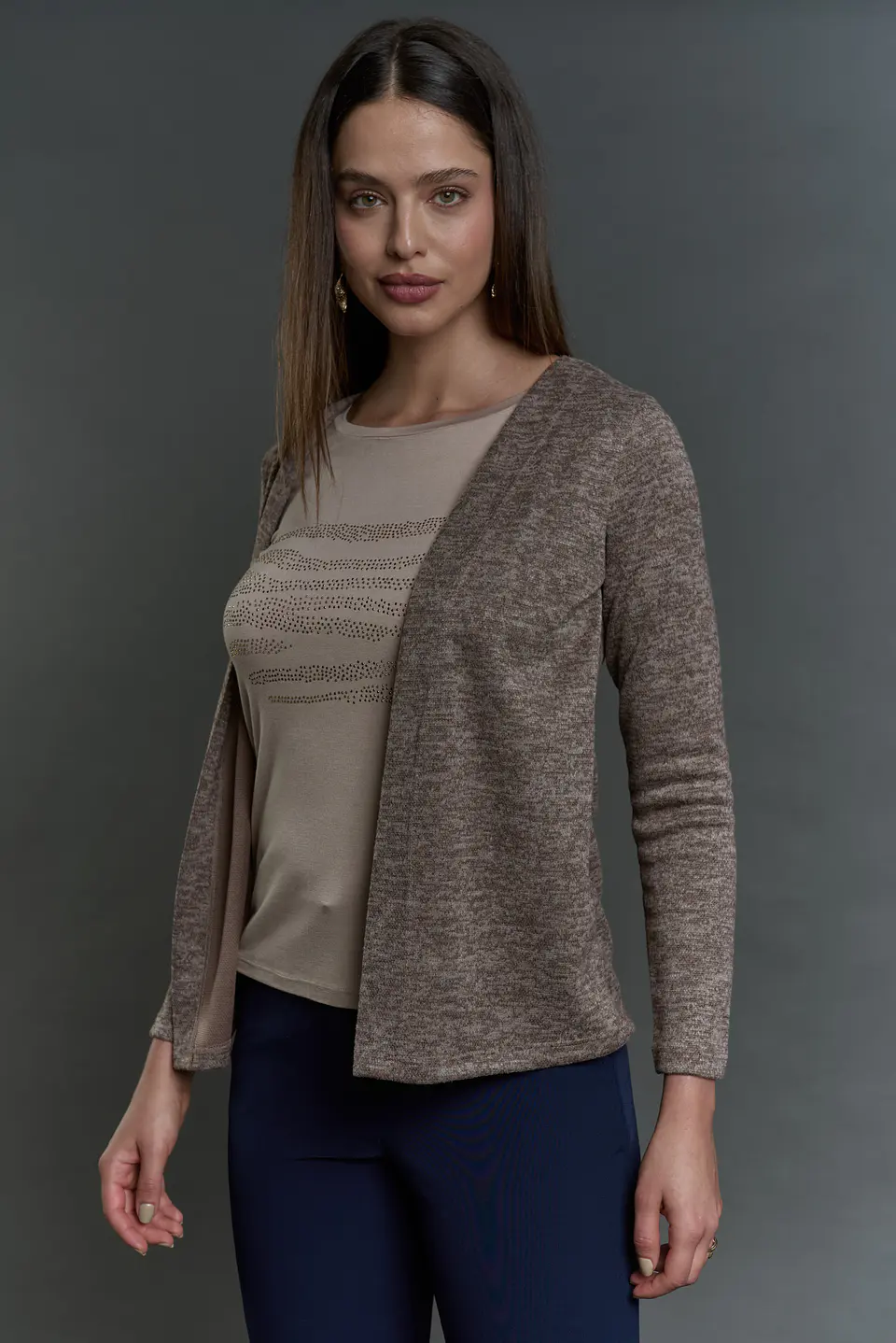 Chaleco (Mu) M/L Melange C/Polera Give A56419 Beige 1