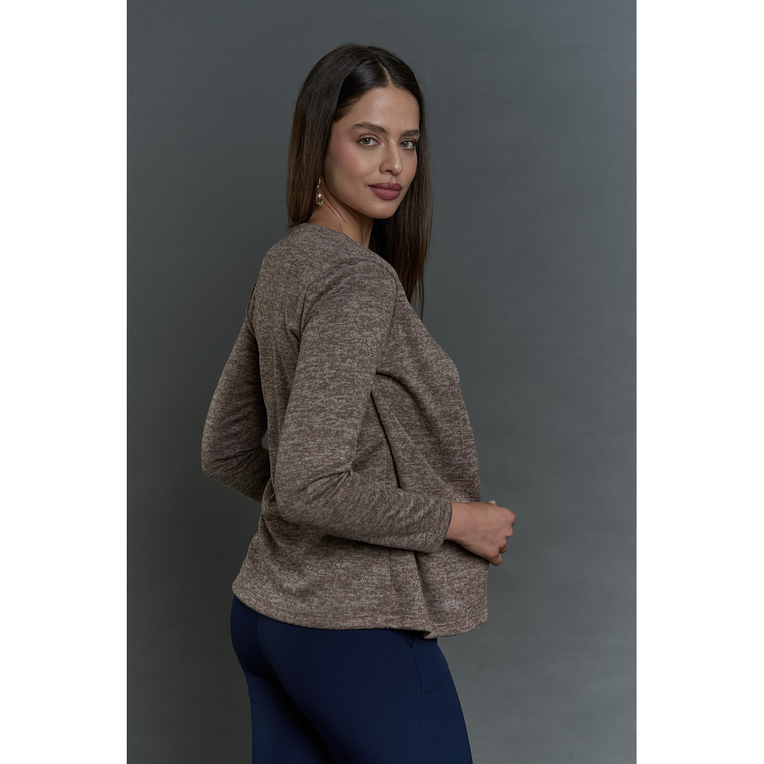 CHALECO (MU) M/L MELANGE C/POLERA GIVE A56419 BEIGE 4