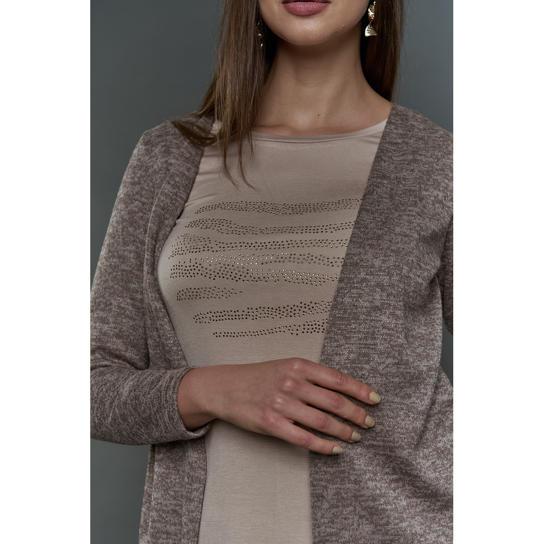 CHALECO (MU) M/L MELANGE C/POLERA GIVE A56419 BEIGE 5