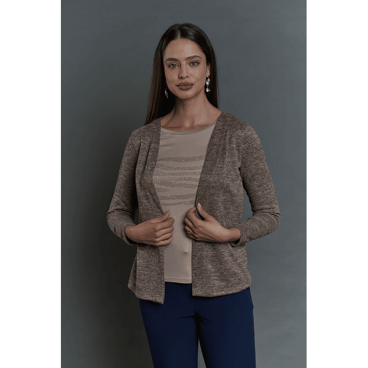 CHALECO (MU) M/L MELANGE C/POLERA GIVE A56419 BEIGE 7