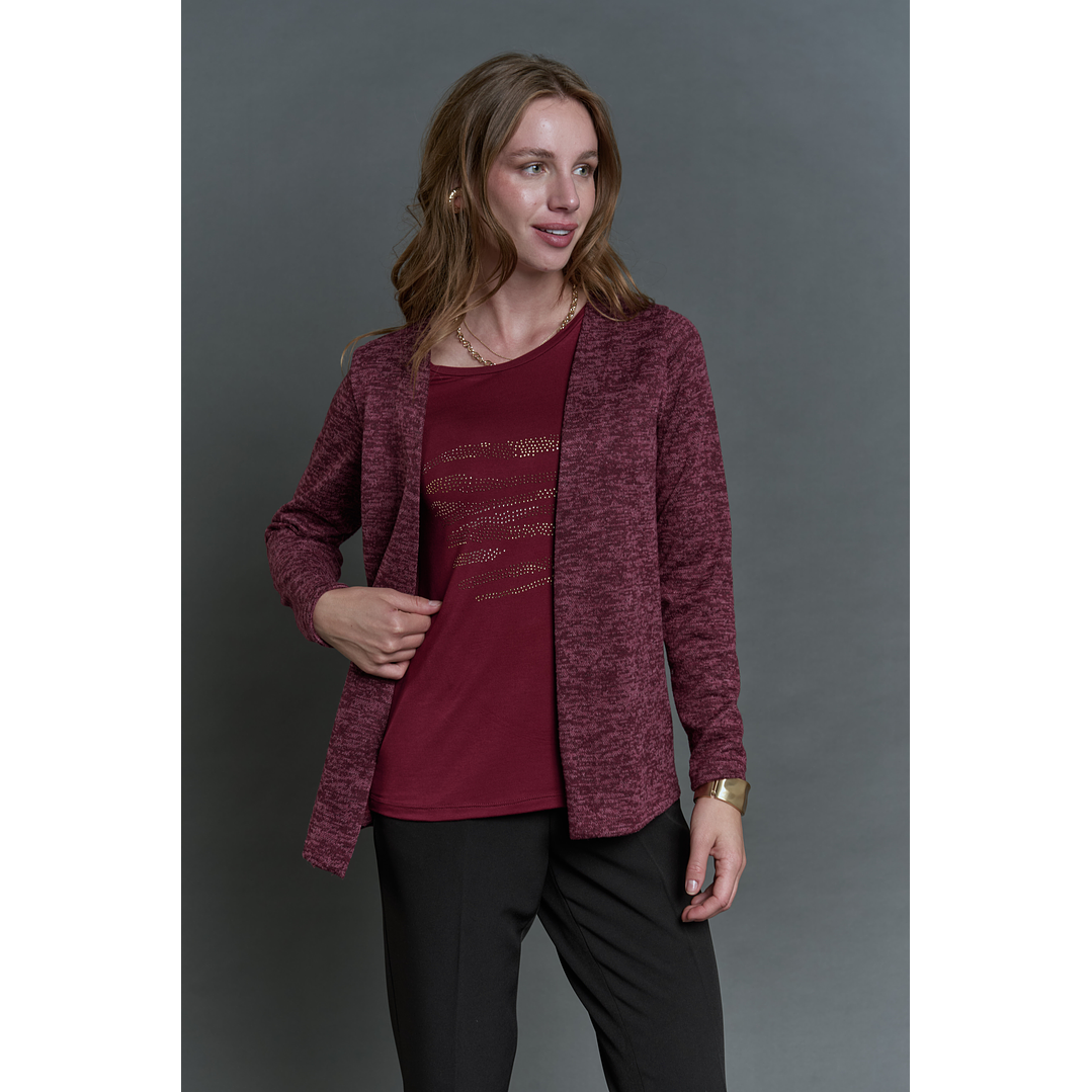 CHALECO (MU) M/L MELANGE C/POLERA GIVE A56419 BURDEO 1