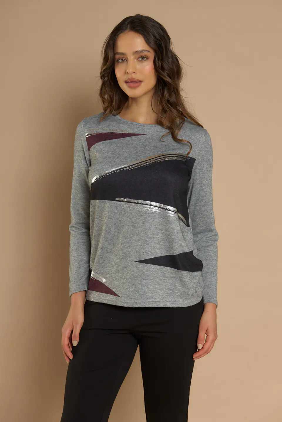 Polera (Mu) C/P M/L Aplic Folia Camant Give A56404 Gris 3