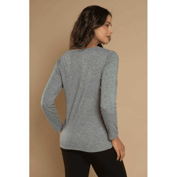 POLERA (MU) C/P M/L APLIC FOLIA CAMANT GIVE A56404 GRIS 4