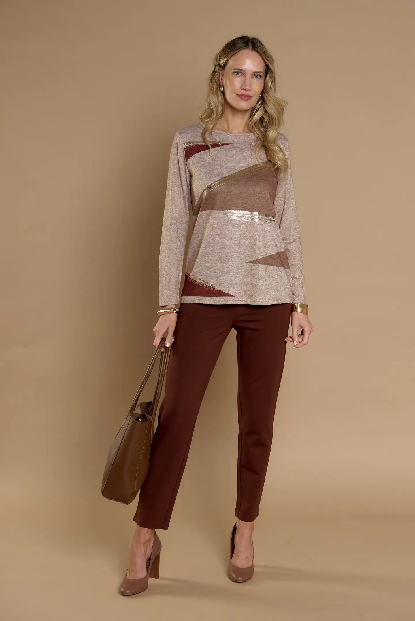 Polera (Mu) C/P M/L Aplic Folia Camant Give A56404 Beige 2