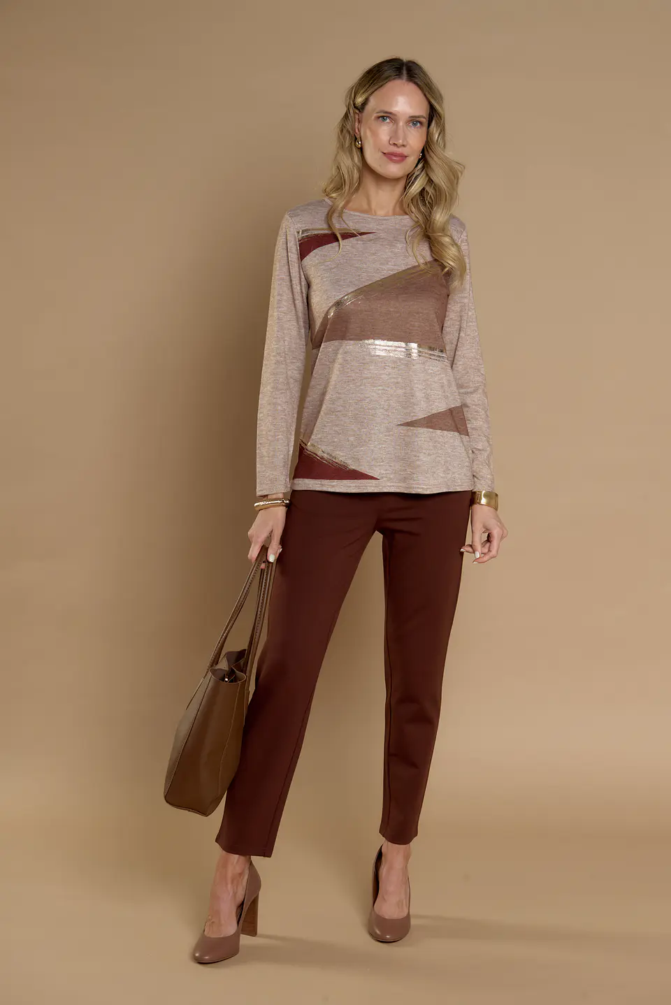Polera (Mu) C/P M/L Aplic Folia Camant Give A56404 Beige 2