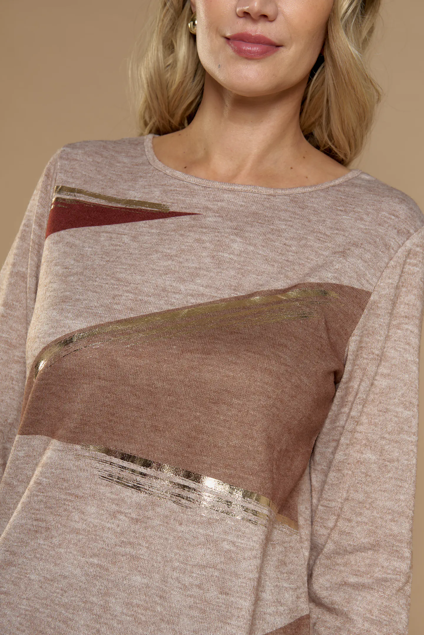 Polera (Mu) C/P M/L Aplic Folia Camant Give A56404 Beige 3