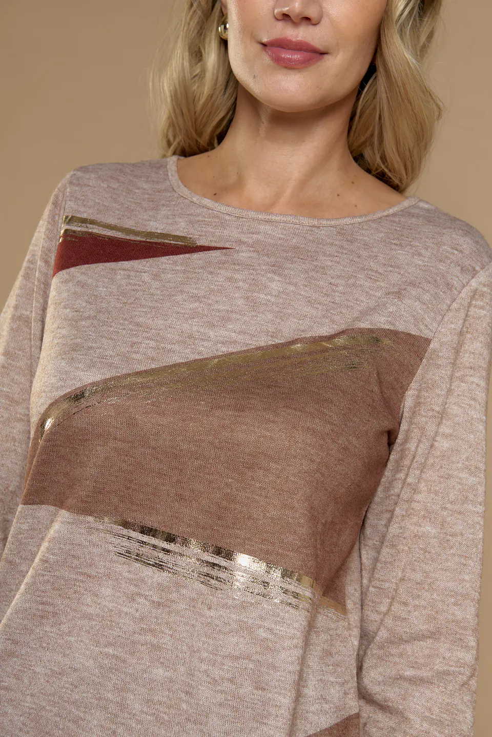 Polera (Mu) C/P M/L Aplic Folia Camant Give A56404 Beige 3