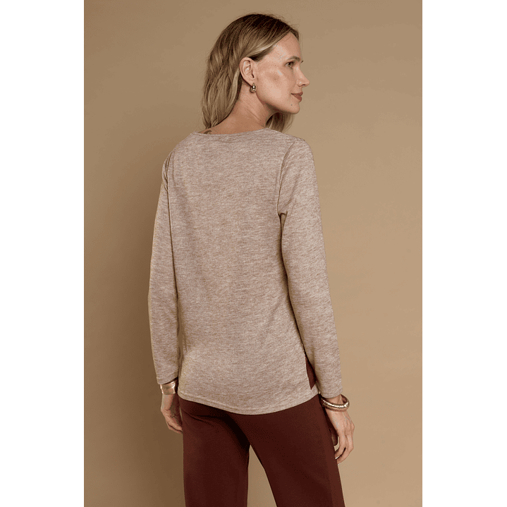 POLERA (MU) C/P M/L APLIC FOLIA CAMANT GIVE A56404 BEIGE 4