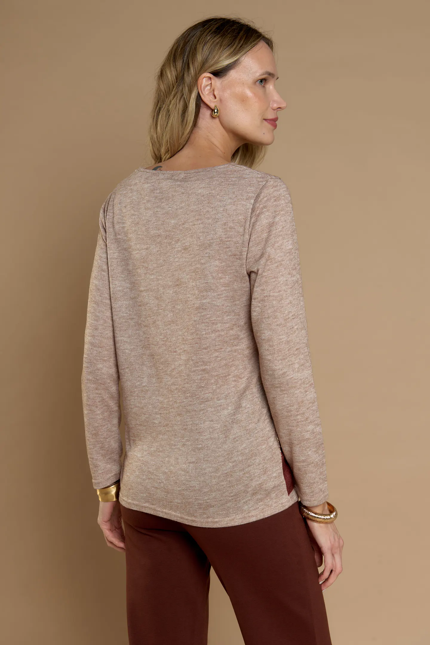Polera (Mu) C/P M/L Aplic Folia Camant Give A56404 Beige 4