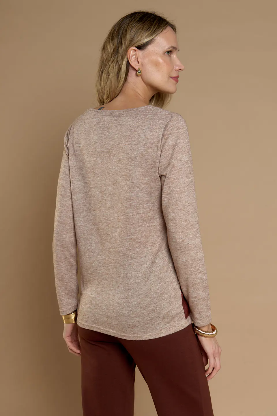 Polera (Mu) C/P M/L Aplic Folia Camant Give A56404 Beige 4
