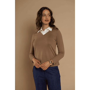 POLERA (MU) C/C/CAMISERO GIVE A56402 TAUPE