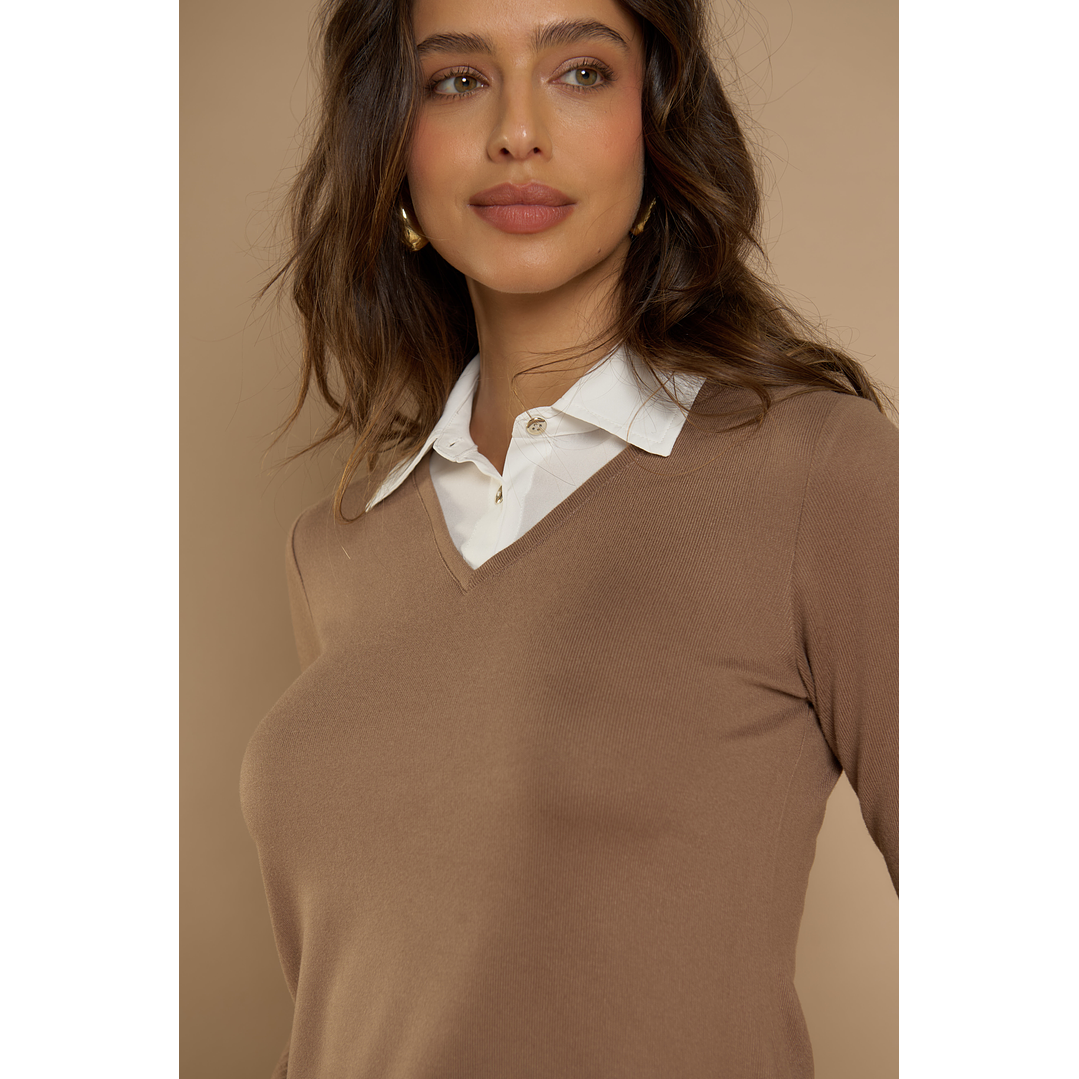 POLERA (MU) C/C/CAMISERO GIVE A56402 TAUPE 3