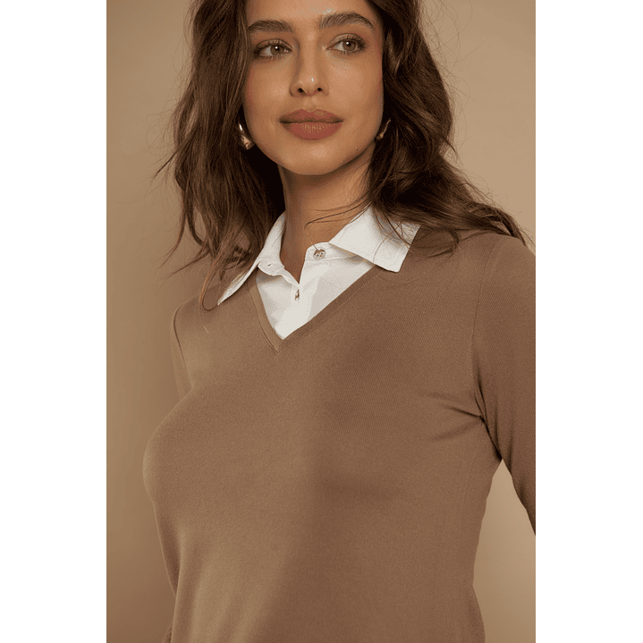 POLERA (MU) C/C/CAMISERO GIVE A56402 TAUPE 3
