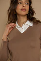 Polera (Mu) C/C/Camisero Give A56402 Taupe - Miniatura 4