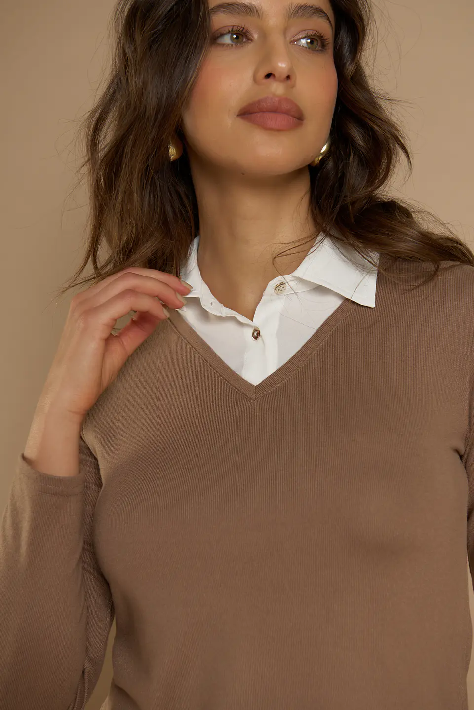 Polera (Mu) C/C/Camisero Give A56402 Taupe 4
