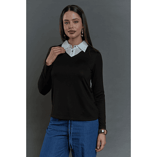 POLERA (MU) C/C/CAMISERO GIVE A56402 NEGRO